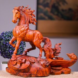 Nhất Mã Đứng Bao Tiền Cầu Gậy Như Ý Gỗ Sưa