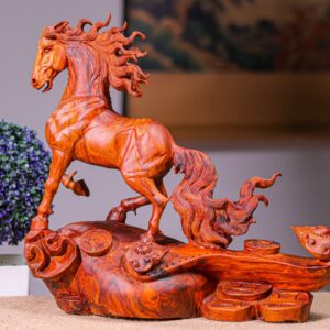 Nhất Mã Đứng Bao Tiền Cầu Gậy Như Ý Gỗ Sưa