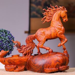 Nhất Mã Đứng Bao Tiền Cầu Gậy Như Ý Gỗ Sưa