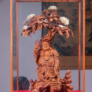 Di Lạc Nhị Tiểu Cây Hoa Phù Dung Gỗ Sưa Đỏ + Ngà Voi