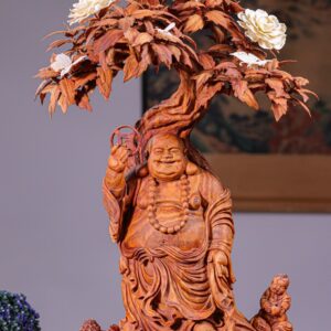 Di Lạc Nhị Tiểu Cây Hoa Phù Dung Gỗ Sưa Đỏ + Ngà Voi