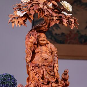 Di Lạc Nhị Tiểu Cây Hoa Phù Dung Gỗ Sưa Đỏ + Ngà Voi