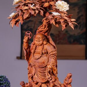 Di Lạc Nhị Tiểu Cây Hoa Phù Dung Gỗ Sưa Đỏ + Ngà Voi