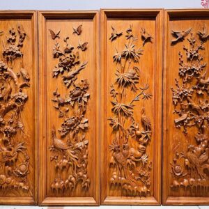 Tranh Gỗ Tứ Quý Tùng - Cúc - Trúc - Mai Gỗ Hương