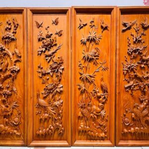 Tranh Gỗ Tứ Quý Tùng - Cúc - Trúc - Mai Gỗ Hương