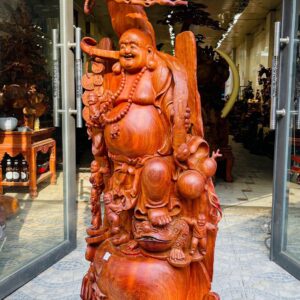 Di lặc ngũ tiểu( ngũ phúc) đứng tùng gỗ hương đỏ