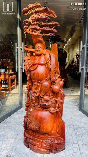 Di lặc ngũ tiểu( ngũ phúc) đứng tùng gỗ hương đỏ