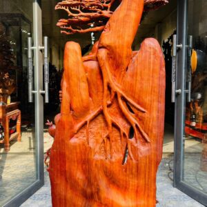 Di lặc ngũ tiểu( ngũ phúc) đứng tùng gỗ hương đỏ