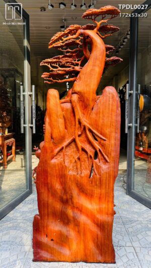 Di lặc ngũ tiểu( ngũ phúc) đứng tùng gỗ hương đỏ