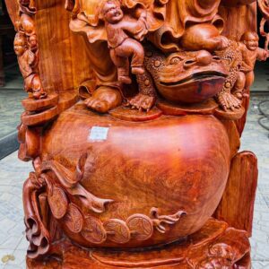 Di lặc ngũ tiểu( ngũ phúc) đứng tùng gỗ hương đỏ