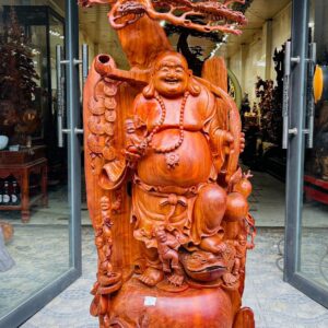Di lặc ngũ tiểu( ngũ phúc) đứng tùng gỗ hương đỏ