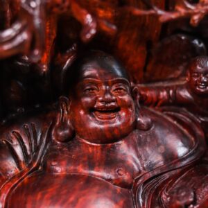 Di Lạc Tam Tiểu Ngồi Bao Tiền Gỗ Trắc