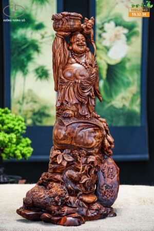 Di lặc đứng bao tiền gỗ sưa