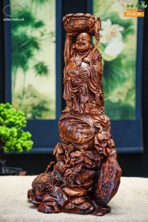 Di lặc đứng bao tiền gỗ sưa