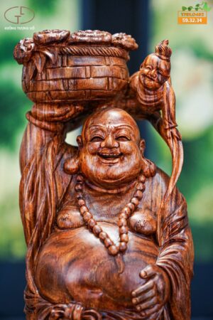 Di lặc đứng bao tiền gỗ sưa