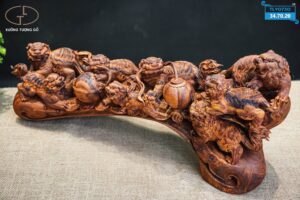 Cầu lân sư gỗ sưa