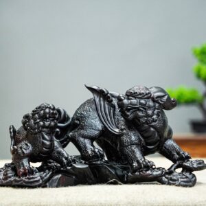 lân sư mẫu tử gỗ trắc