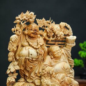 hai cụ di lặc gỗ hoàng đàn