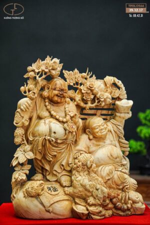 hai cụ di lặc gỗ hoàng đàn