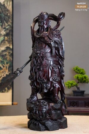 Tượng Quan Công Cầm Đao - Gỗ Tử Đàn Tím