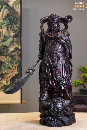 Tượng Quan Công Cầm Đao - Gỗ Tử Đàn Tím